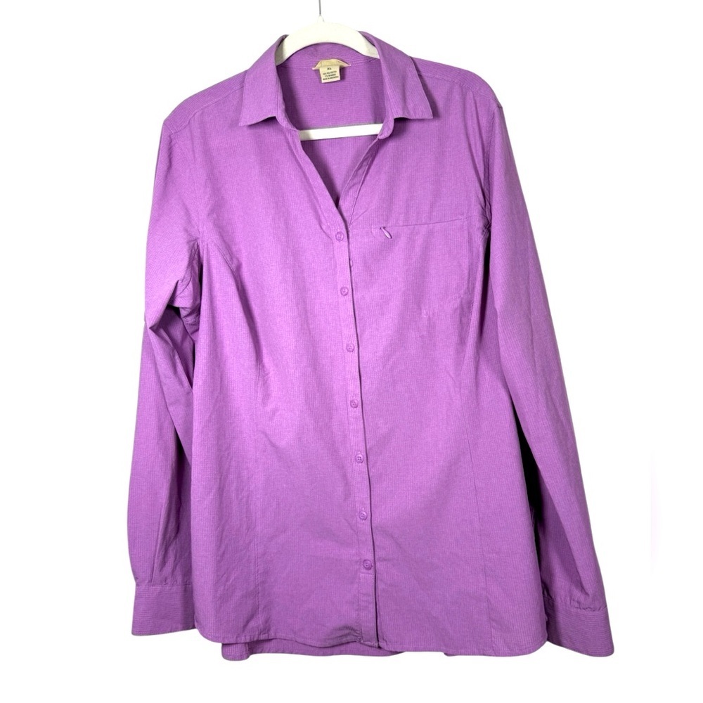 Duluth Trading Shirt Button Front Cool Plus Zip Pocket Work Ripstop Womens XL